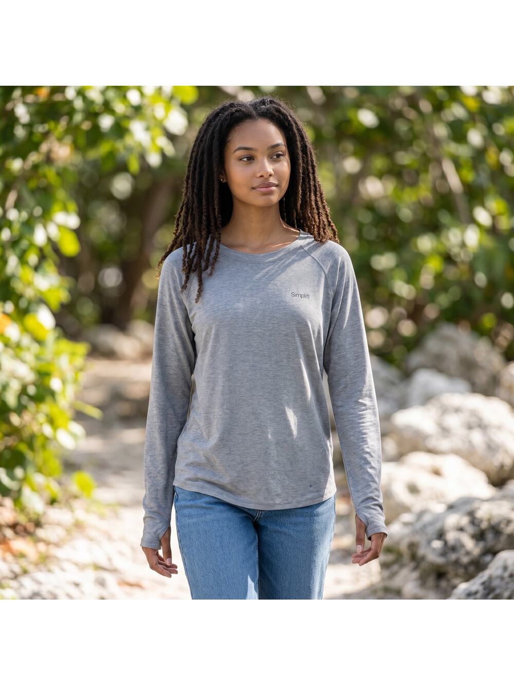 Free Fly Womens Bamboo Blend Tshirt XL L/S Gray Athleisure Athletic Casual NWT
